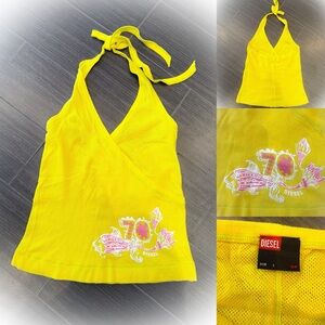 Vintage Y2K Diesel Bright Yellow Halter Top